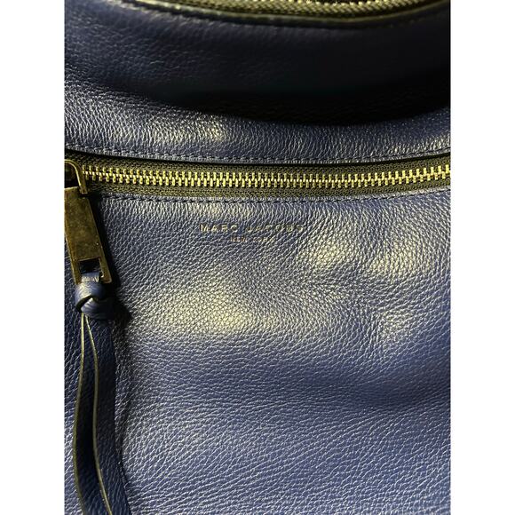 Marc Jacobs Recruit Leather Hobo Shoulder Bag Blue Pebbled Leather - Picture 13 of 13